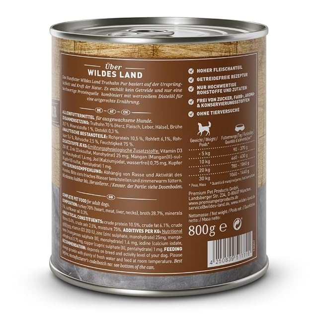 Foto 2 de 2 de Wildes Land Comida Humeda de Perro Sabor Pavo 6x400 Gr
