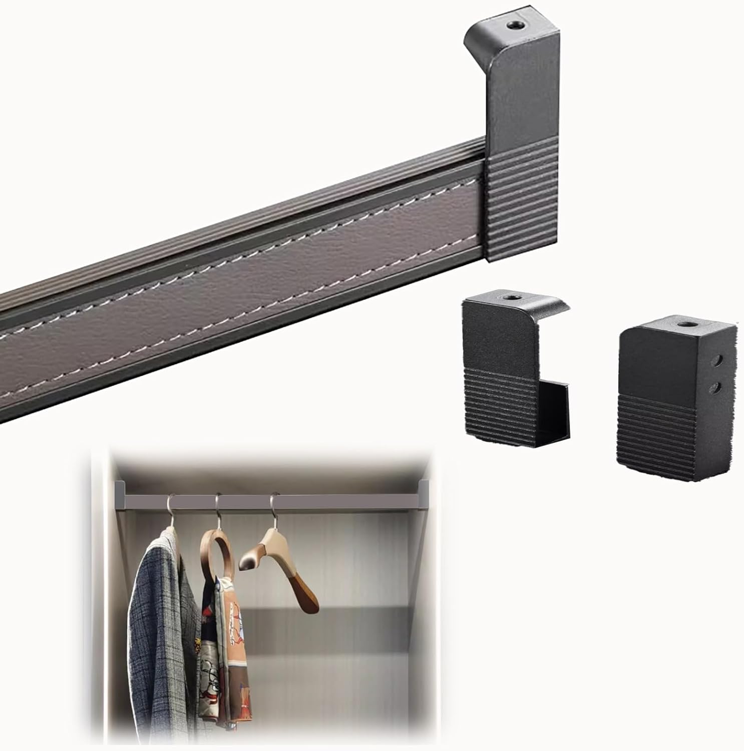 ZIMGOD Closet Rod Balcony Clothes Hanger Pole for Hanging Clothes, Cuttable Metal Shower Curtain Rod, Space Saving Wardrobe Bar for Clothing Store Laundry Room(80cm(31 1/2"))