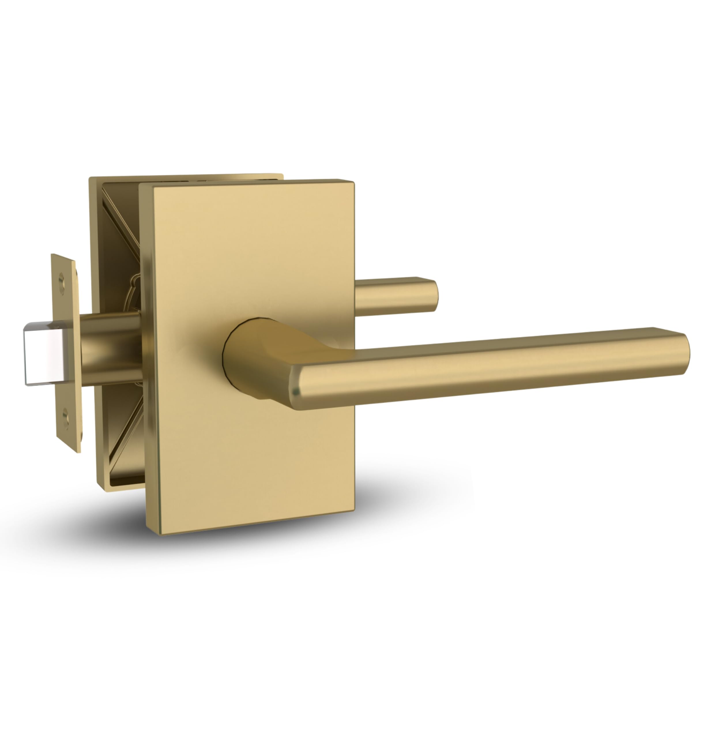 Mega Handles - Glamor Passage I Lever Door Lock Handle Set for Hallway, Closet and Bathroom I Keyless Door Lock I Heavy Duty I Fits All Standard Door Sizes I Screws Included - Satin Brass (1 Pack)