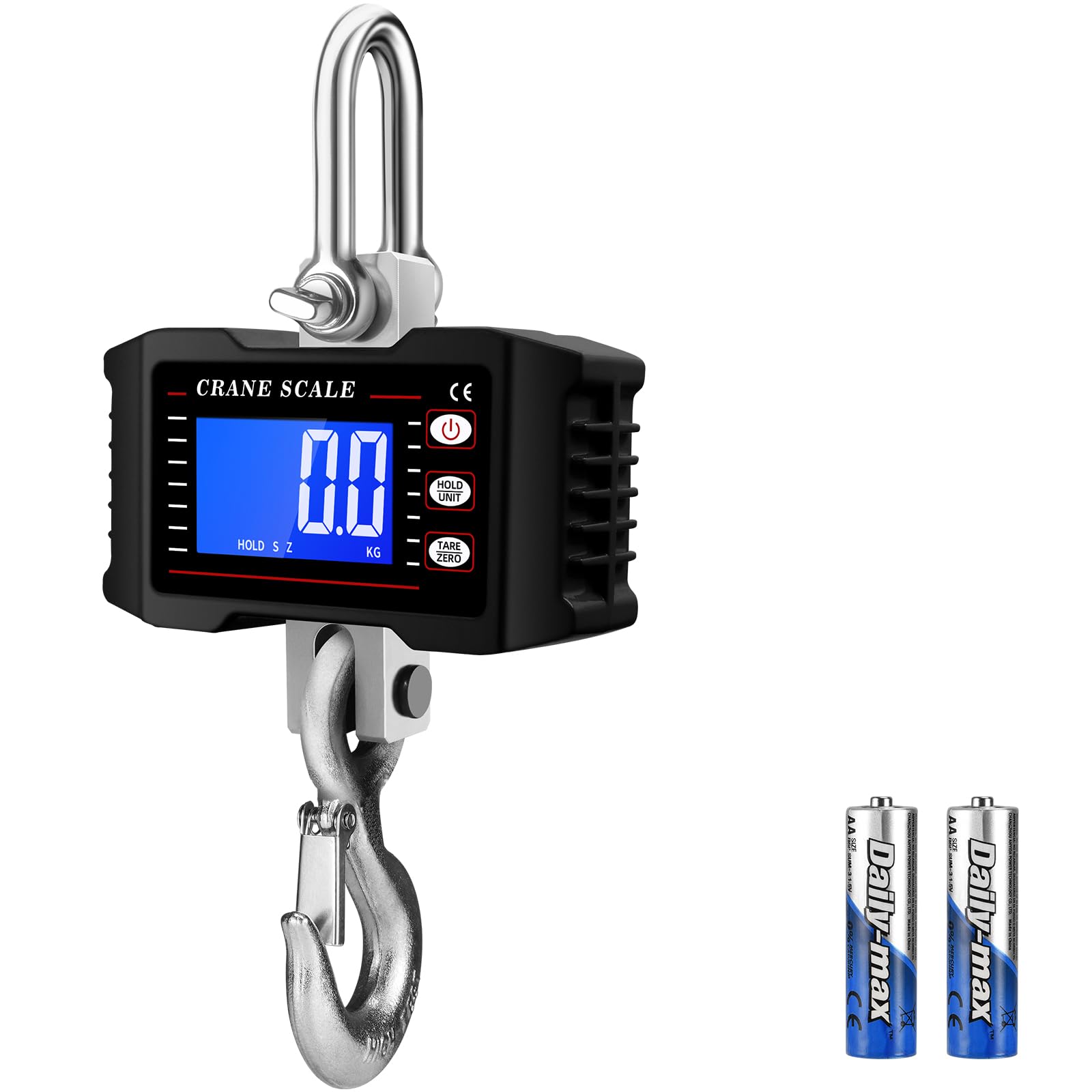 Digitale Kranwaage 2200 Lbs 1000KG LCD Hochpräziser Sensor Datenhalte Tara Einheitenumschaltung