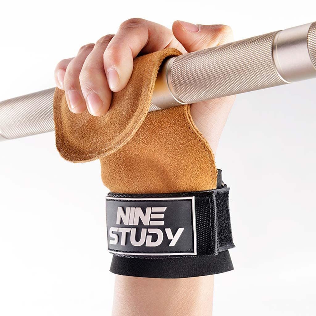 Cinghie da polso per sollevamento pesi, per sollevamento pesi, fitness, power training, spessore 3 mm, marrone
