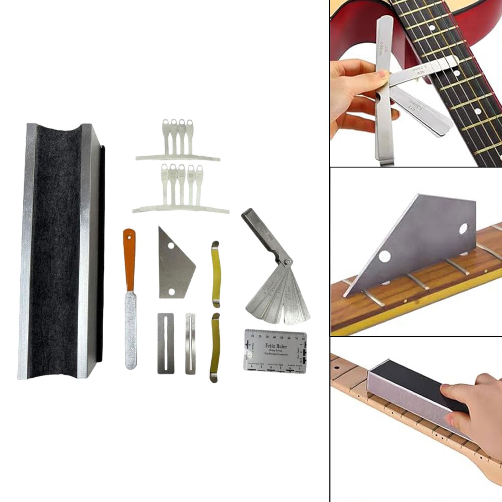 Kit de Réparation de Guitare électrique, Ensemble D'outils de Réparation, Acier Inoxydable, Aluminium, Outils de Mesure Professionnels, Support de, 20 Cm X 7 Cm X 6.8