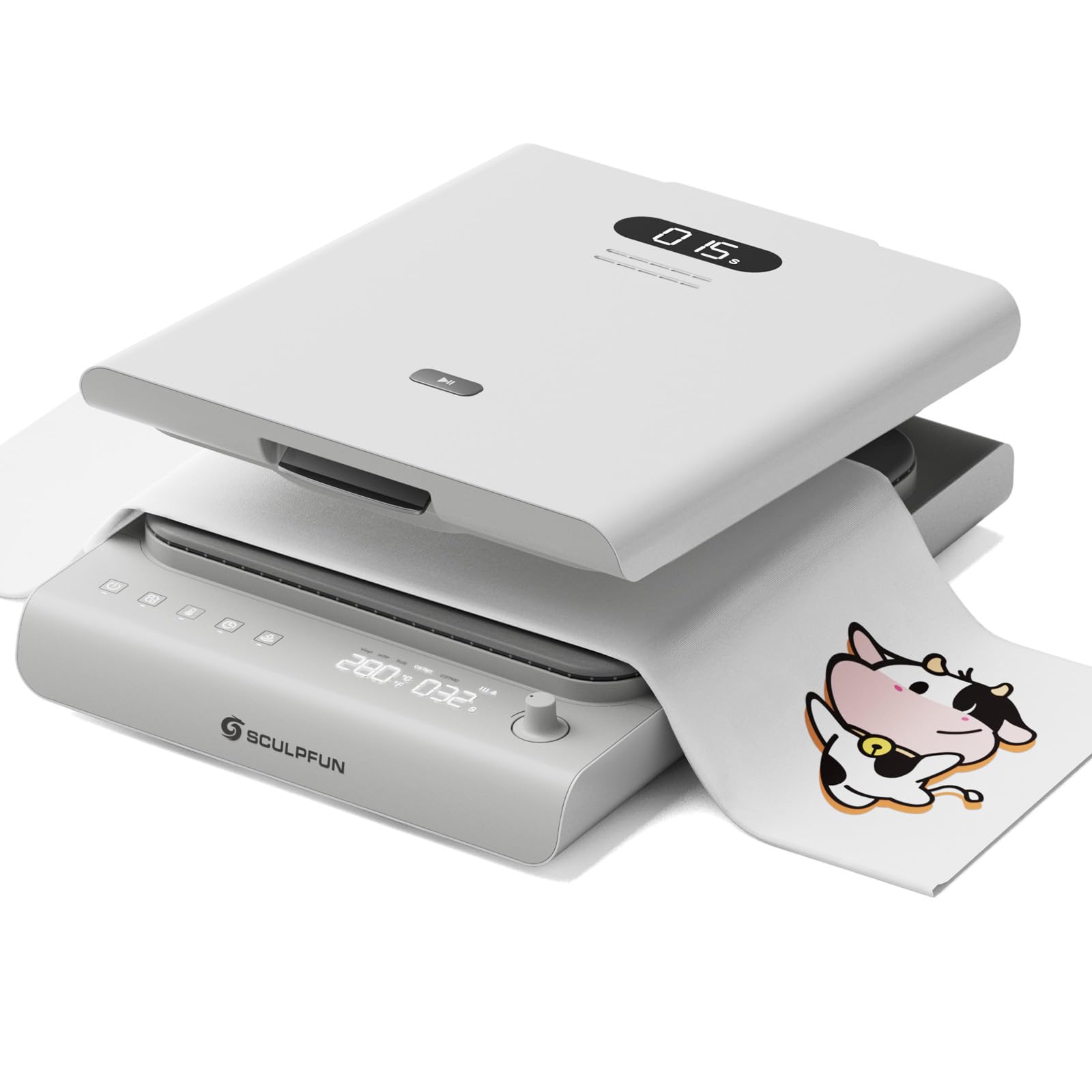Máquina de prensado térmico automático de presión ascendente SCULPFUN H1, 3 niveles de presión ajustable hasta 176 lb, calentamiento rápido y uniforme con control inteligente para camisetas DTF, proyectos de transferencia de calor de vinilo de sublimación, 15 x 15