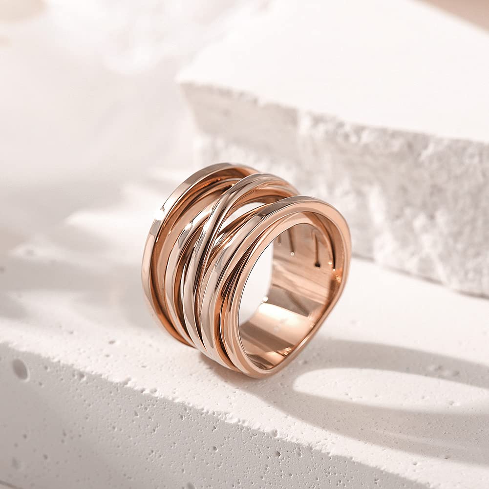Knot Cross Ring For Women - Stainless Steel Love Engagement Promise Ring - Silver Gold Rose Gold Plated - View #5