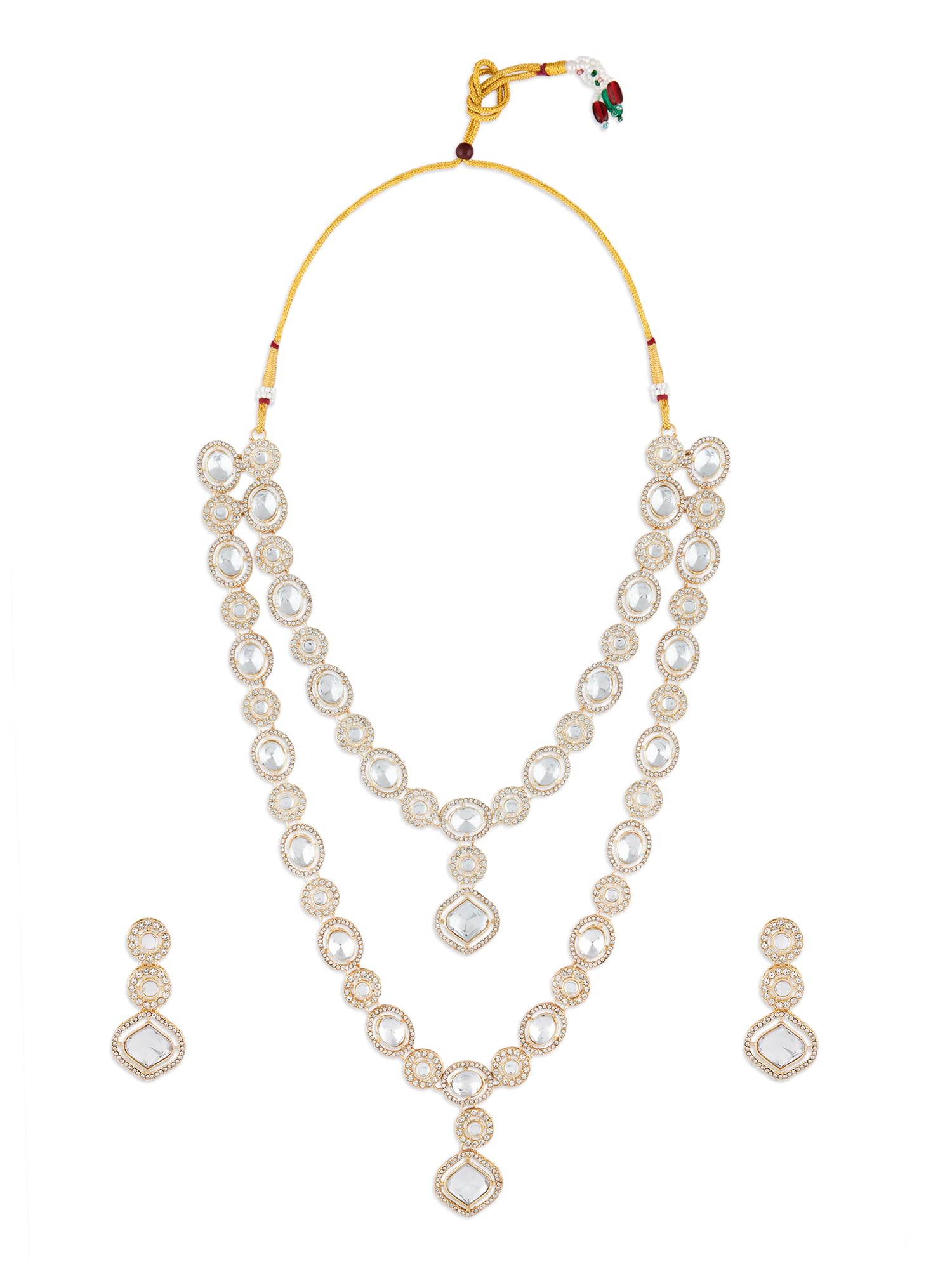 ZAVERI PEARLS Gold Tone Dazzling Austrian Diamonds Stones Layered Long Necklace & Earring Set For Women-ZPFK18022 (B0D2H4YSTG) Amazon Price History, Amazon Price Tracker