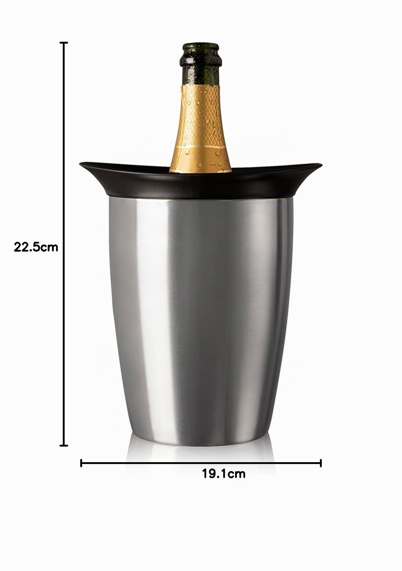 Vacu Vin Champagner Kühler Elegant - Edelstahl Champagnerkühler für Prosecco & Weinflaschen - Für Standardgrößen