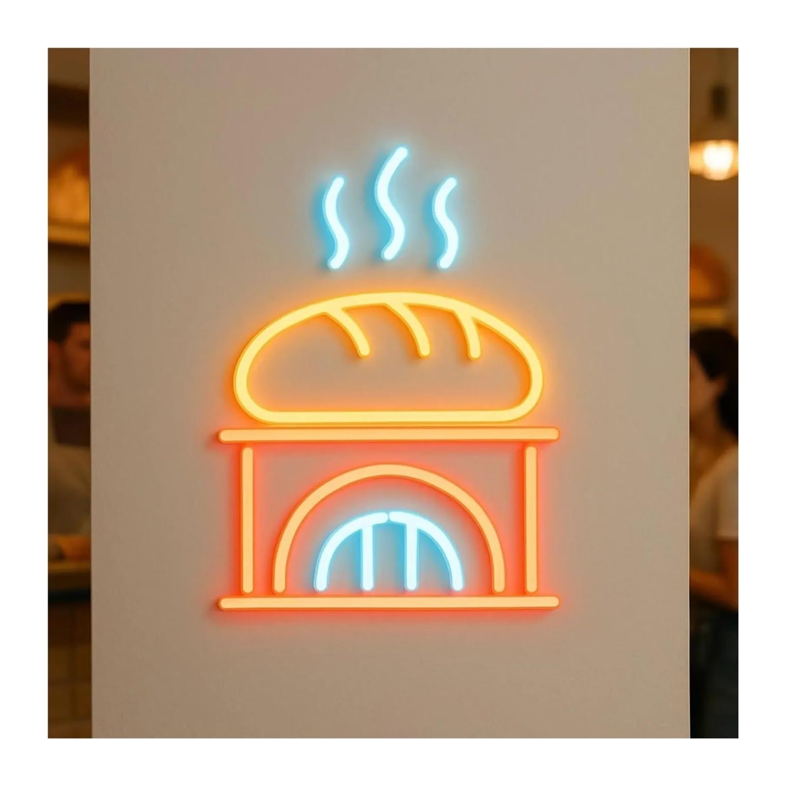 XENITE Hanging Art Neon Signs Bread On Oven Neon Sign Dimmable for Bakeries, Cafes Wall Decor Breads with Steam On Top 43cm
