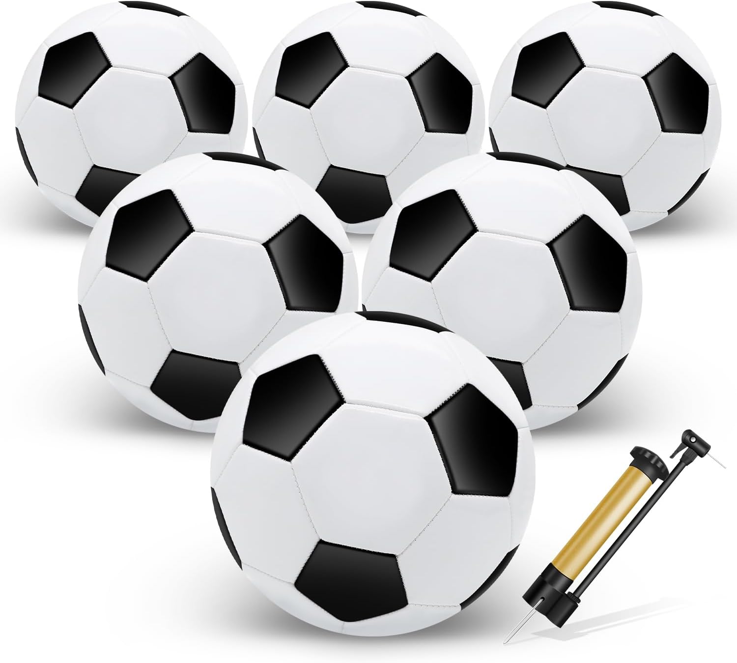 6 Pack Soccer Balls with Pump Needle, Size 345 Soccer Training Ball Practice for Kids,Youth and Adults, Soccer Ball Bulk