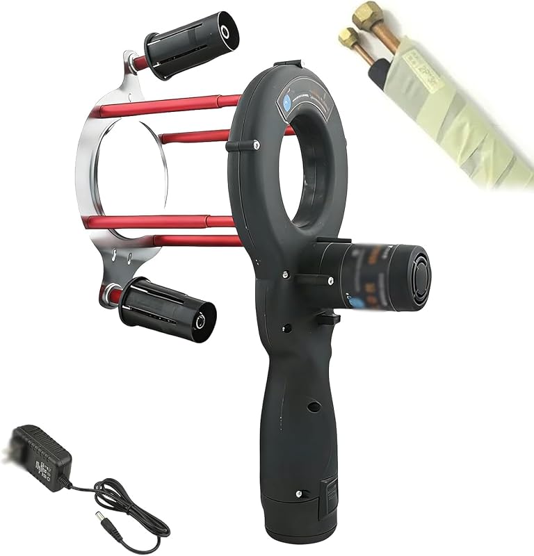 Máquina bobinadora de cinta portátil, máquina envasadora de cinta eléctrica para aire acondicionado, rebobinadora de cinta compacta de 12 V/27 W con batería de 1,5 AH, velocidad ajustable de 70-380 RPM, diámetro del orificio 70 mm