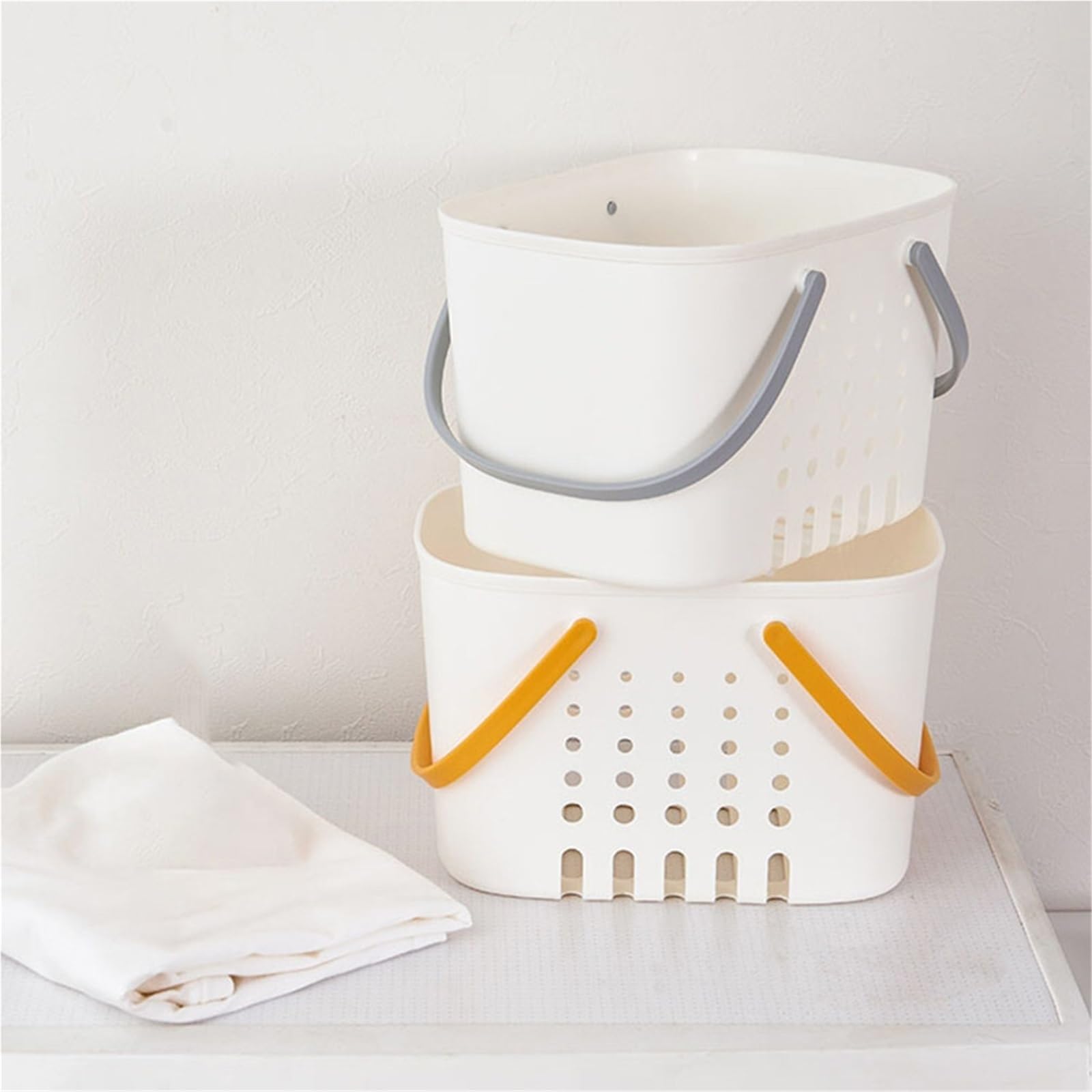Cesta de ducha portátil, carrito almacenamiento plástico con asa, organizador baño, 2 uds Para Ducha(Color2)