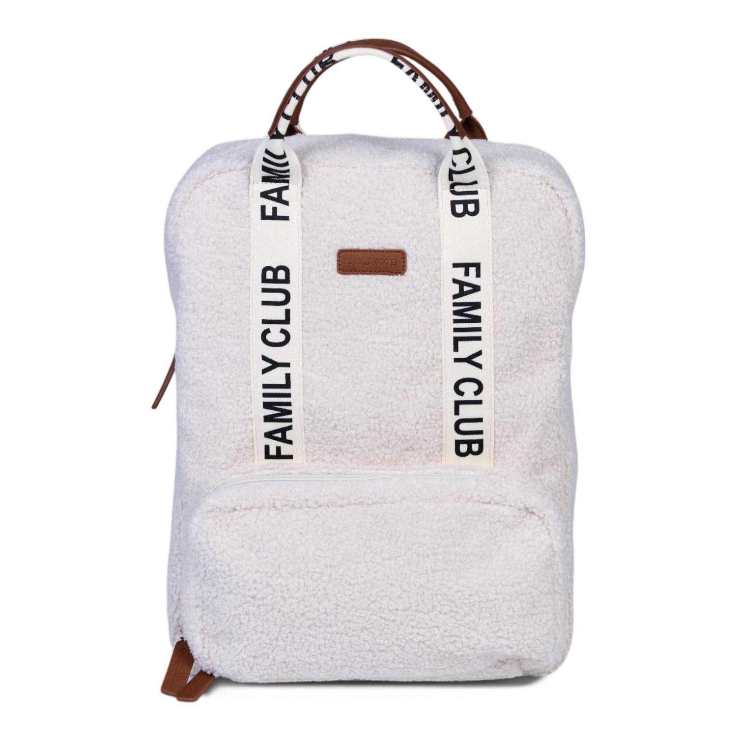 CHILDHOME Wickelrucksack Family Bag – Großes Fassungsvermögen 20,5L, Multifunktional, Wickelunterlage Inklusive, 11 Fächer, Isoliertasche, Trolley-Pass, Kinderwagenbefestigung – Farbe Teddy White