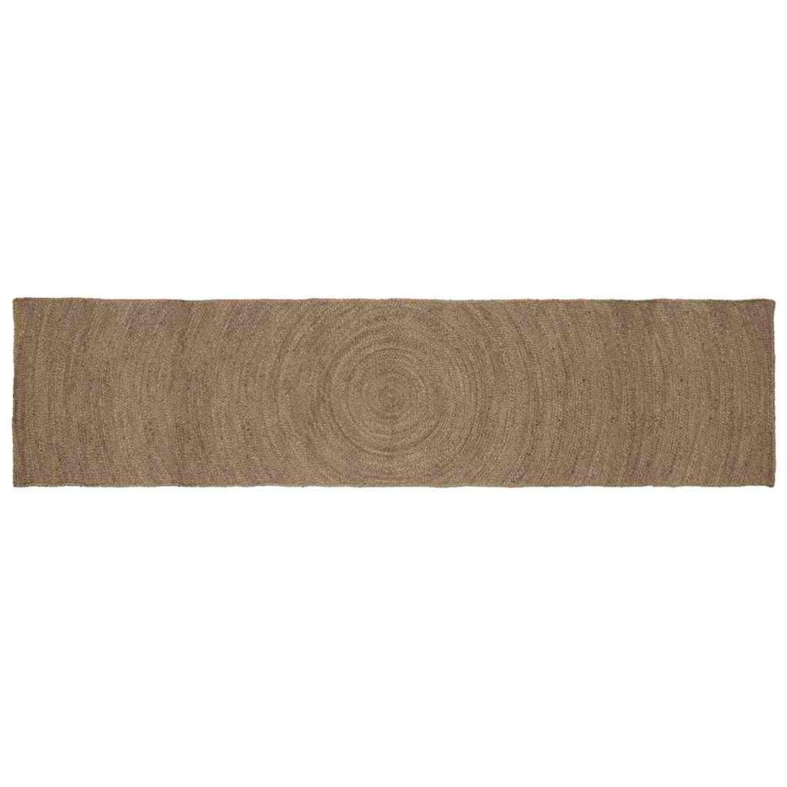Tapis de salon gris 400 x 60 cm en toile de jute lavable moderne