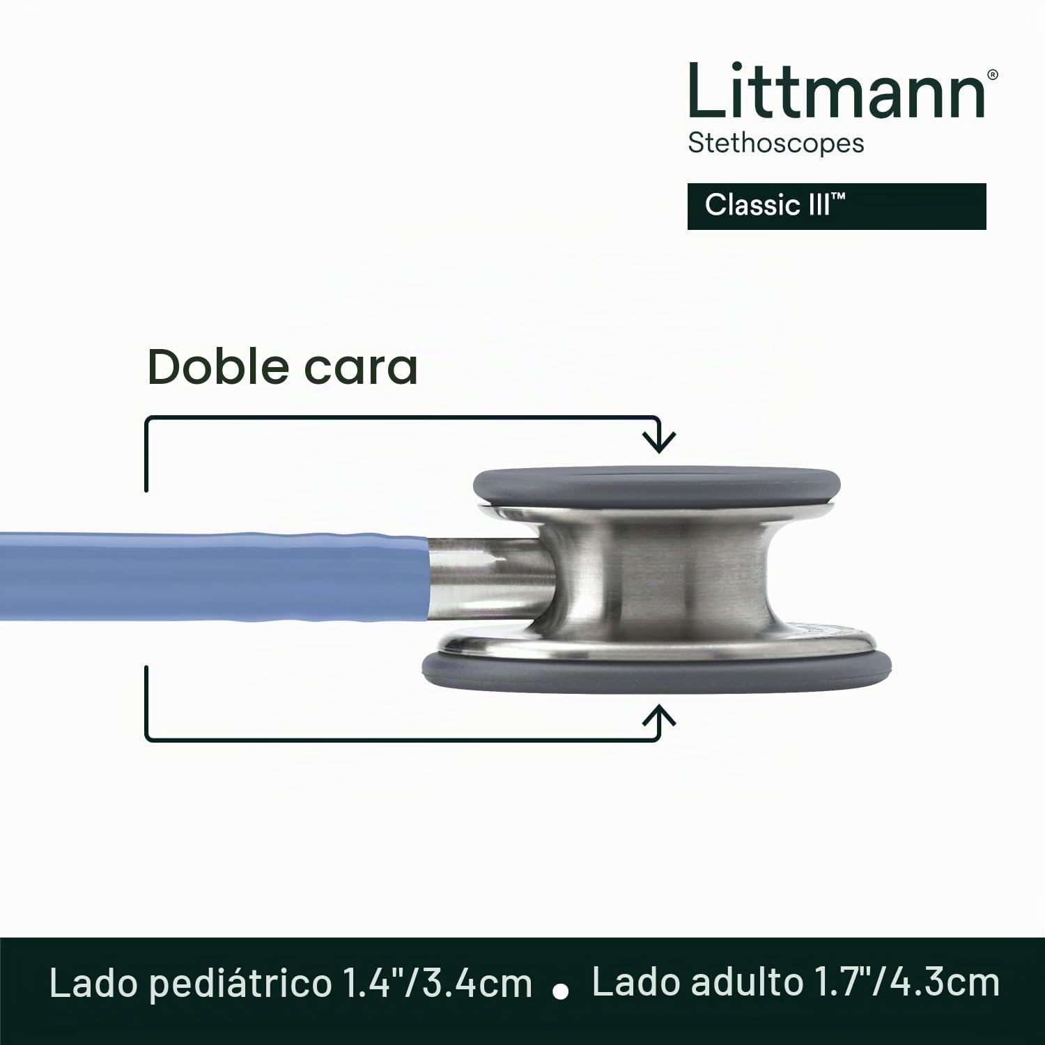 3M Littmann Fonendoscopio para monitorización Classic III, tubo azul cielo, 68,5 cm, 5630