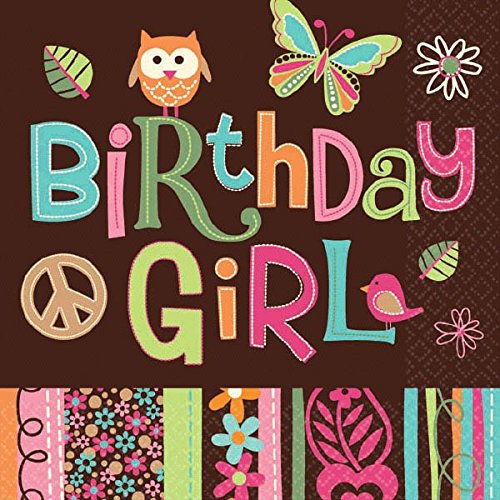 Amscan Hippie Chick Birthday Party Beverage Napkins Tableware (16 Pack), 5
