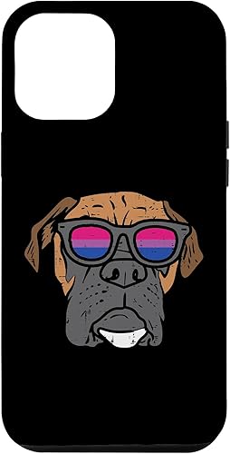 Funda para iPhone 13 Pro Max Boxer Dog LGBTQ Bisexual Flag Gay Pride Ally Bi Dog Lover