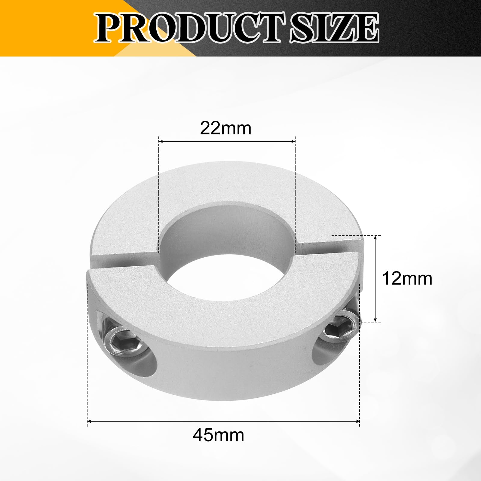 QUARKZMAN 8 Stück Geteilte Klemmringe für Welle, 22mm Bohrung 45mm AD 12mm Breite Stellringe Aluminiumlegierung Gewindestift Wellenkragen