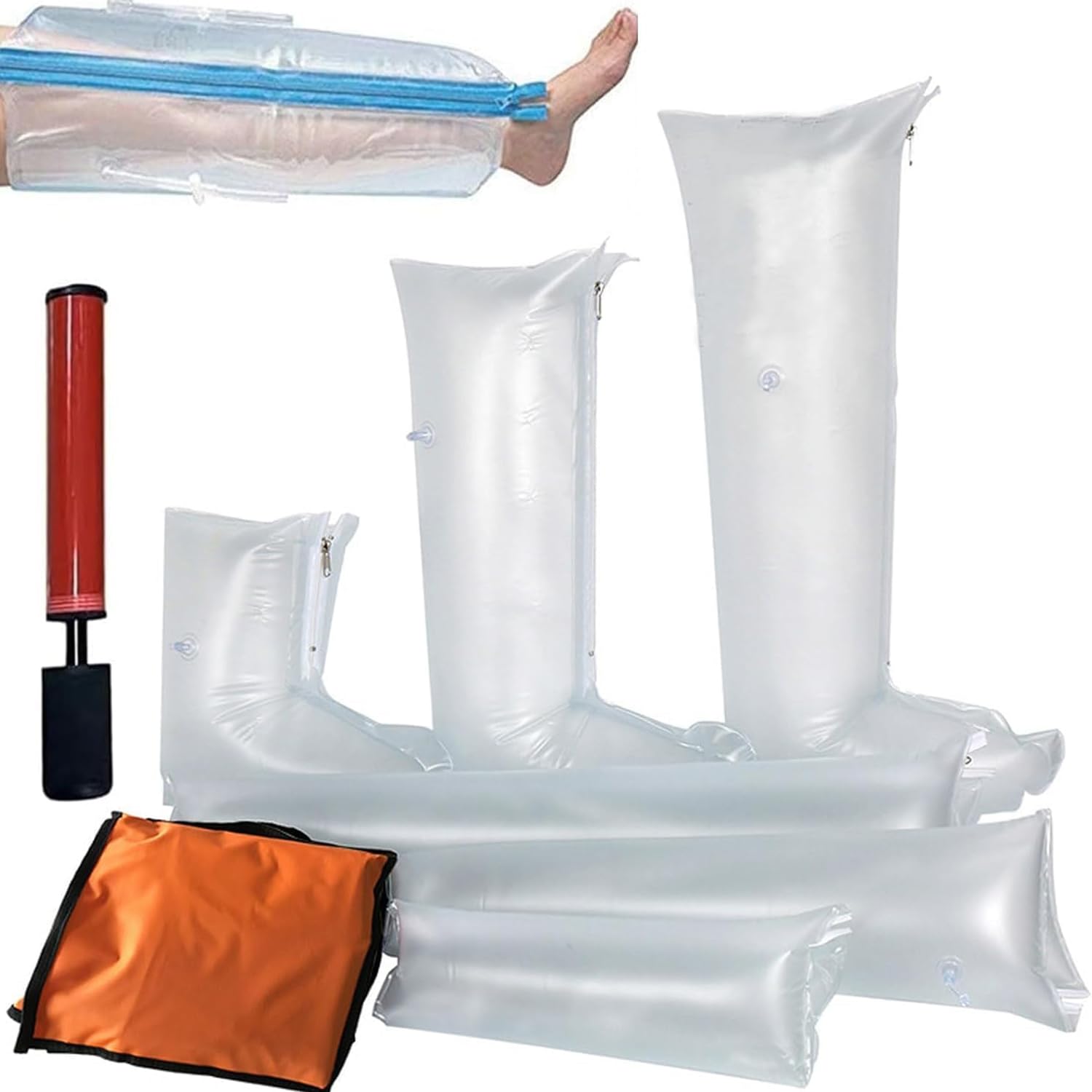 Juego De 6 Férulas Neumáticas Portátiles De Primeros Auxilios, Kit De Férulas Inflables De PVC, Con Bomba Manual, Férula Inflable De Emergencia Transmisible Por Rayos X, Compacta Y Portátil, Para Prim