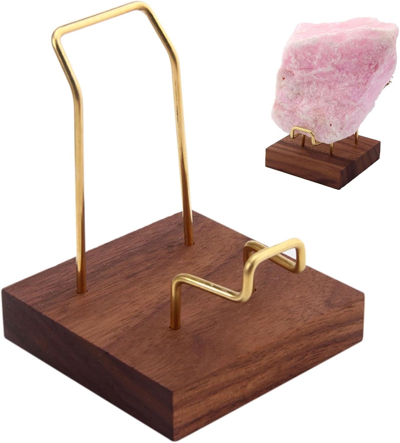 Mineral Service Stand – Elegant Crystal Display, Holder Stones Fossils | Presentatie van hoge kwaliteit gemaakt van hout en metaal, stabiele beugel voor geodes, mineralen decoratieobjecten