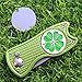 CoverMay Foldable Golf Divot Repair Tool and Golf Ball Markers Set (Green Divot Tool-Clover Marker)