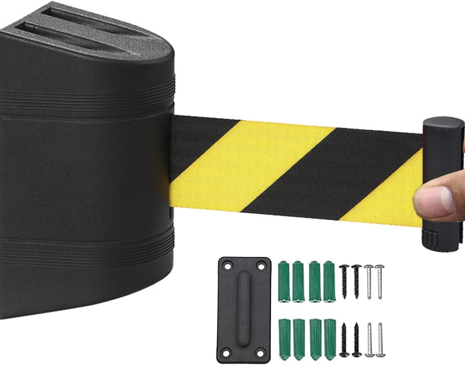 Aioneer Barrier Belt 10M/32.8Ft Retractable Belt Barrier, Safety Cordon Barrier, Queue Barrier Belt Wall Mount Warning Tape For Museum, Factory, Cinema