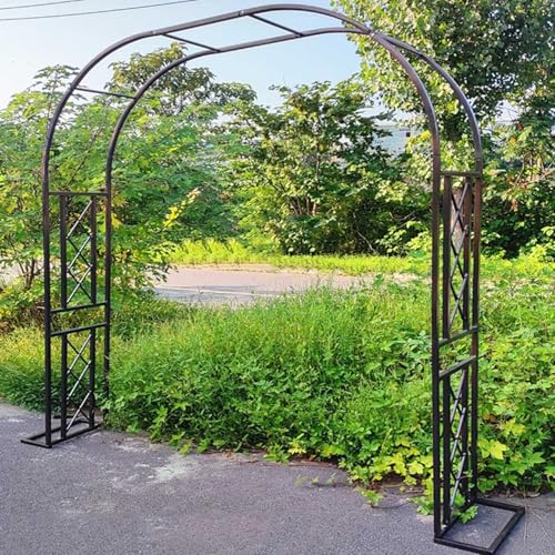 Arche Jardin pour Grimpantes, Arceau à Rosier Grande, Large 140cm 180cm 220cm 260cm 300cm 340cm pergola en Metal, Robuste Arche de Mariage Acier(Brown,140cmx230cm)