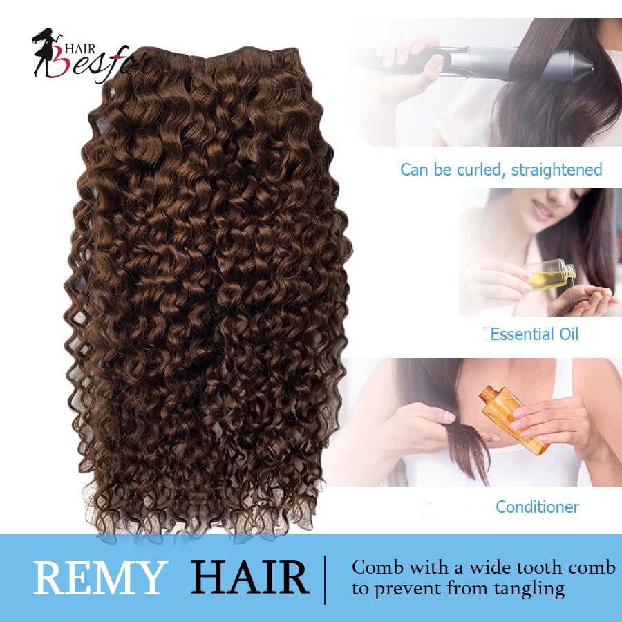 Miniatura 5 de BESFOR Extensiones de cabello humano de trama de cabello humano real, color marrón, con ondas de agua, extensiones de cabello humano real, 22