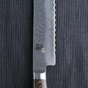 Shun Premier 9 Bread Knife, Handcrafted Japanese Serrated Knife, VG-MAX Core with Damascus Stainless Steel Cladding, Pakkawood Handle, Slicing Tool for Professional and Home Chefs | Handcrafted Japanese Serrated Knife, Slicing Tool, VG-MAX Core, Damascus Stainless Steel Cladding, Pakkawood Handle