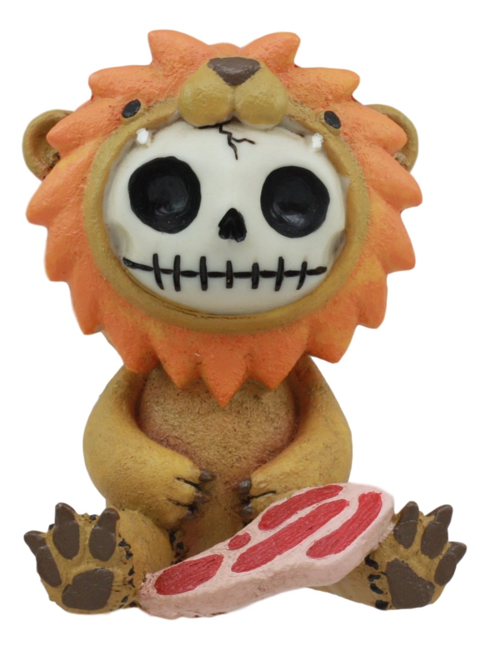 Ebros Gift Furrybones Raion Sunny Lion With Meat Skeleton Monster Ornament Figurine