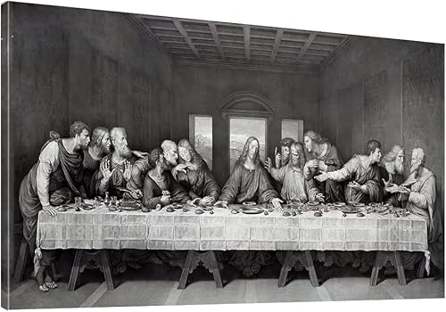 Lienzo de última cena blanco y negro para pared, póster grande de Jesús Lord Cena para pared, decoración de pared enmarcada para oficina, comedor,