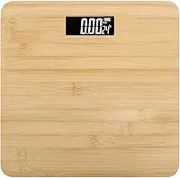 Balança Digital Corporal, Balança Corporal, Balança Digital Corporal de Bambu, Capacidade de Carga Até 360 kg, Peso Mínimo 200g, A Temperatura Ambiente Pode ser Detectada,