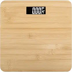 Balança Digital Corporal, Balança Corporal, Balança Digital Corporal de Bambu, Capacidade de Carga Até 360 kg, Peso Mínimo 200g, A Temperatura Ambiente Pode ser Detectada,