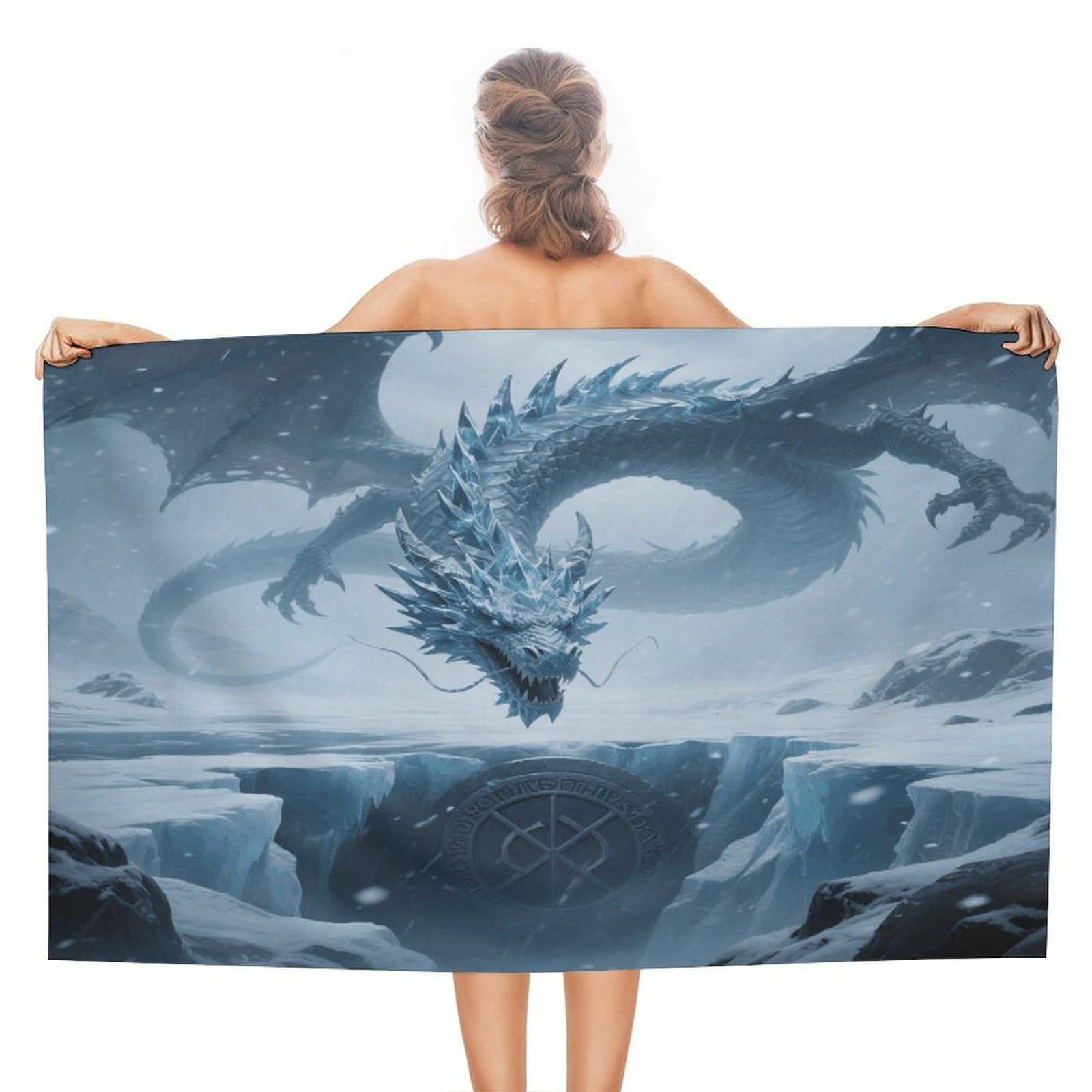 VstaDank Ice Dragon Beach Towel 51x31 Inch Oversized Soft Bath Towel Luxury Plush Thick Hotel Swim Pool Towels Super Quick Dry Travel Towels for Camping Gym Sports Yoga
