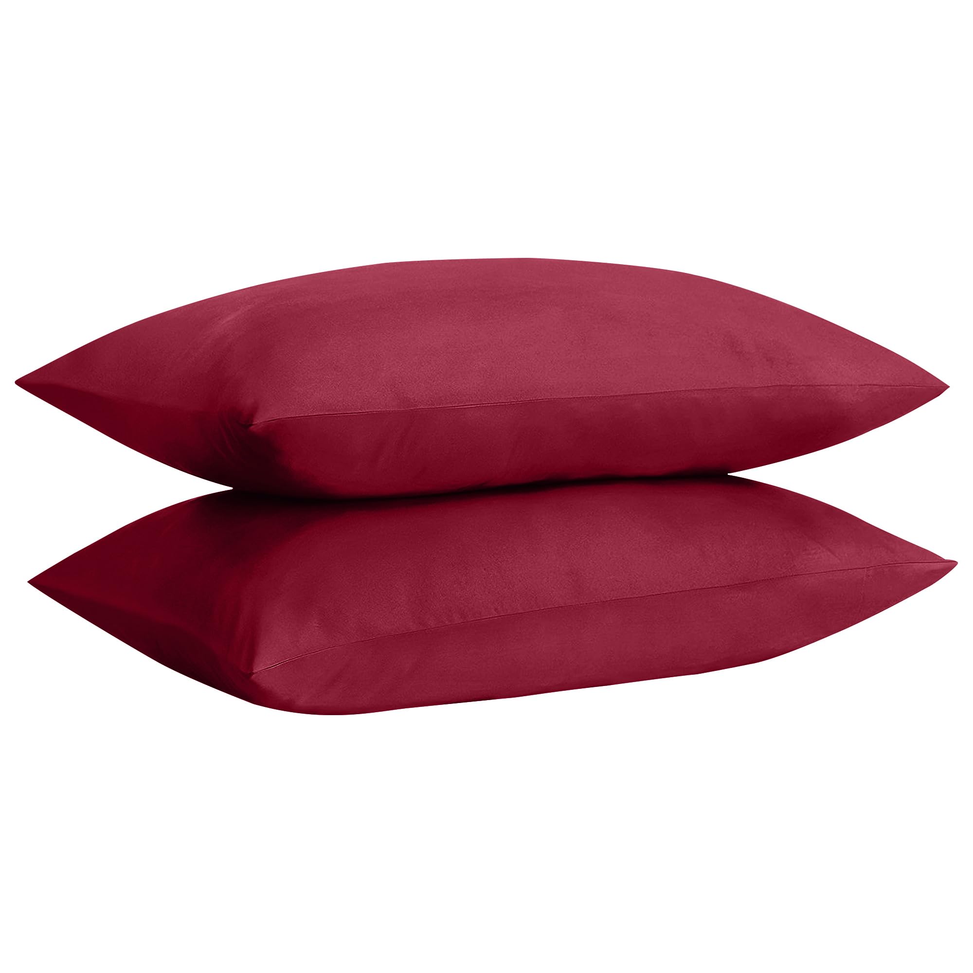Home Ace Red Non Iron Percale Standard Pillowcases 2 Pack 180 Thread Count 100% Poly Cotton Housewife Pillow Cases 50 X 75Cm