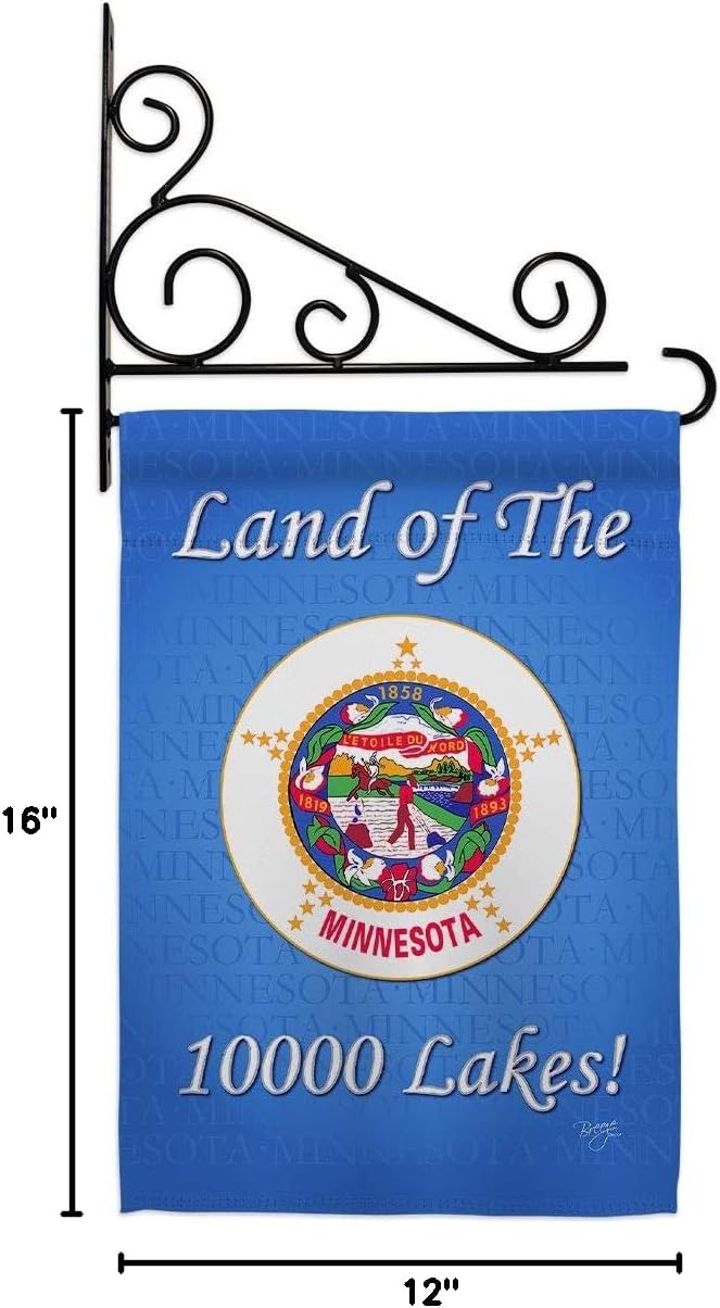 Minnesota Garden Flag Set Wall Holder Americana States USA American Territories Republic Country Particular Area Small Decorative Gift Yard House Banner Double-Sided Made In 13 X 18.5