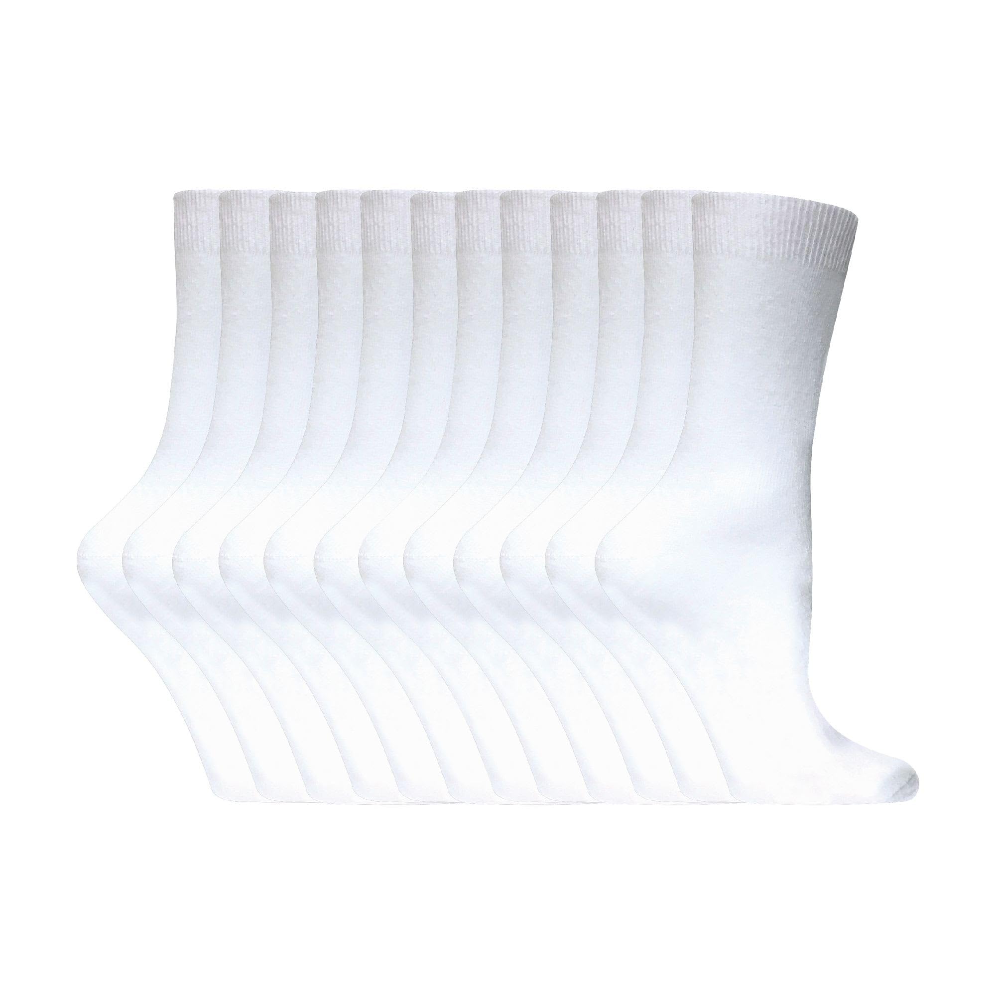 Sock Snob Women's White Plain Cotton Rich Socks | 12 Pair Multipack Thin Comfy Colourful Crew Ankle Socks For