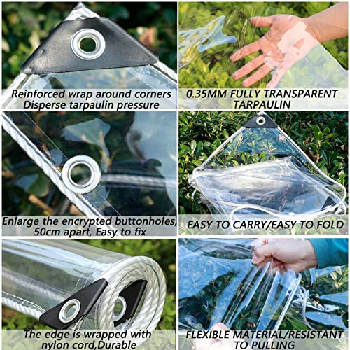 Bâche imperméable en PVC transparent de 2x4m avec œillets pour balcon