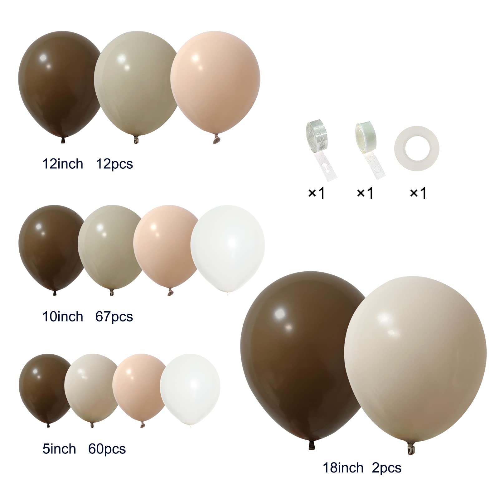 PERPAOL 151pcs Brown Balloons Garland Arch Kit Neutral Boho Tan Coffee Nude White Balloon for Teddy Bear Shower Wild Jungle Safari Woodland Party Birthday Decorations
