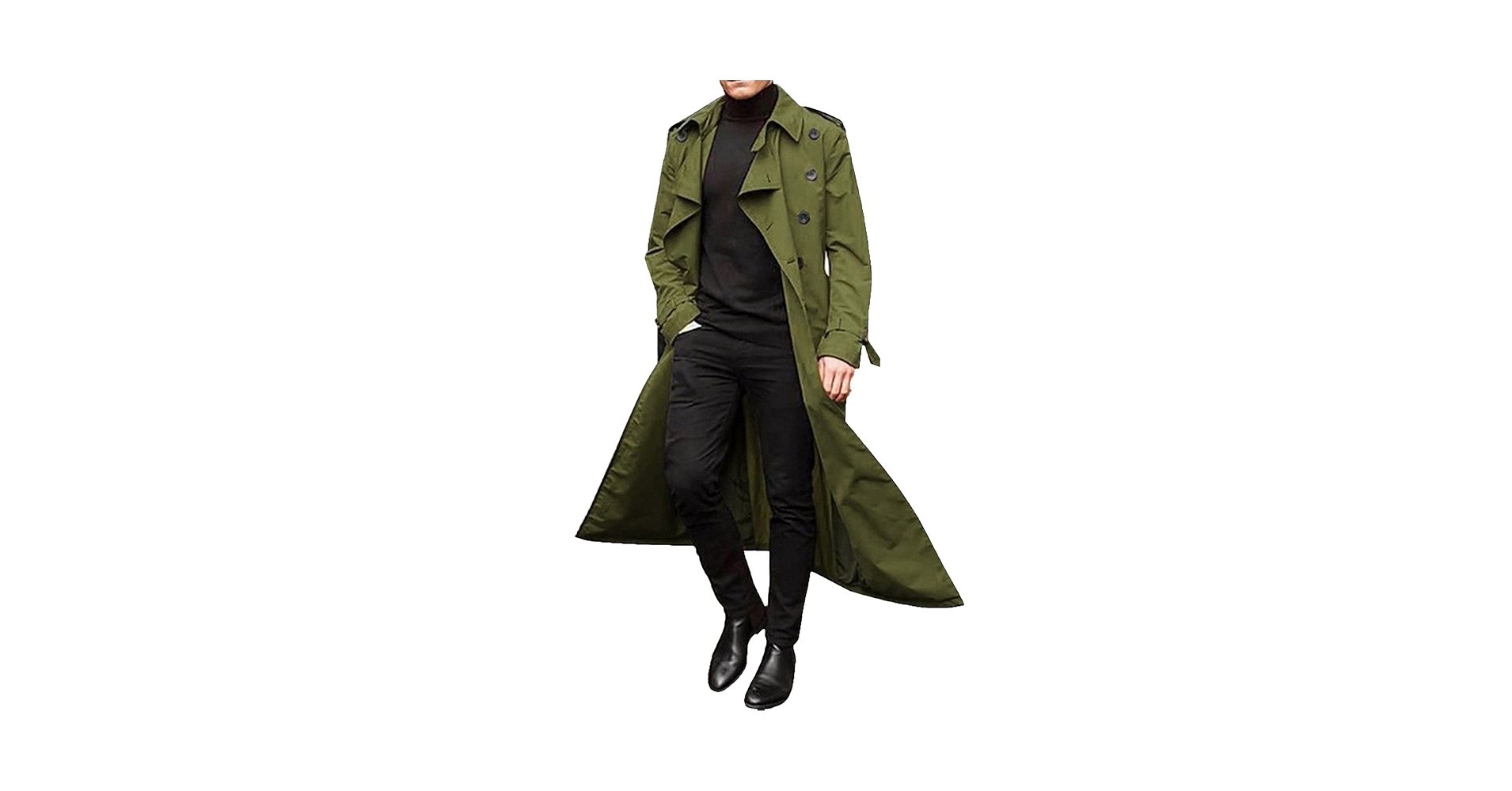 Amazon.com: Men's Double Breasted Long Trench Coat Business