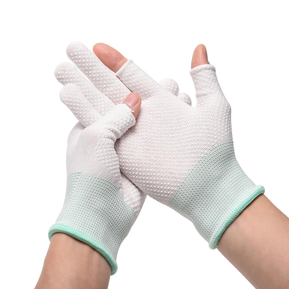 Touch Screen Fingerless Gloves for Men Women, Non Slip Half Fingers Gloves, Multipurpose for Cycling Motorcycle Riding Work Hiking Fishing (White 2-finger gloves 1 pair)