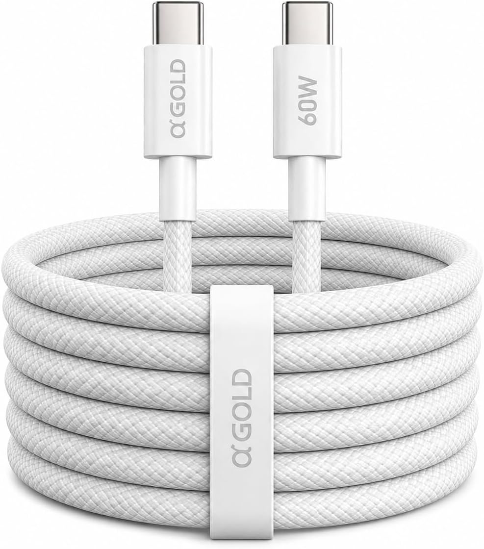 Cabo USB-C para USB-C 2 Metros 60W, Nylon Trançado Reforçado, Carga e Dados, Compatível com iPhone 15/16, Samsung Galaxy, Xiaomi, iPad, MacBook, Notebook e Tablet