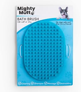 Mighty Mutt Dog Bath Brush| Massage Rubber Soft Bristle Brush for Easy Pet Grooming | Wet or Dry Dog Shampoo Brush | Soothing, Deep Cleaning Dog Scrubber for Bath | Use on Dogs & Cats | 1 pc