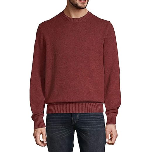 St. John's Bay Crew Neck Long Sleeve Pullover Sweater (Autumn Burgundy, Medium)