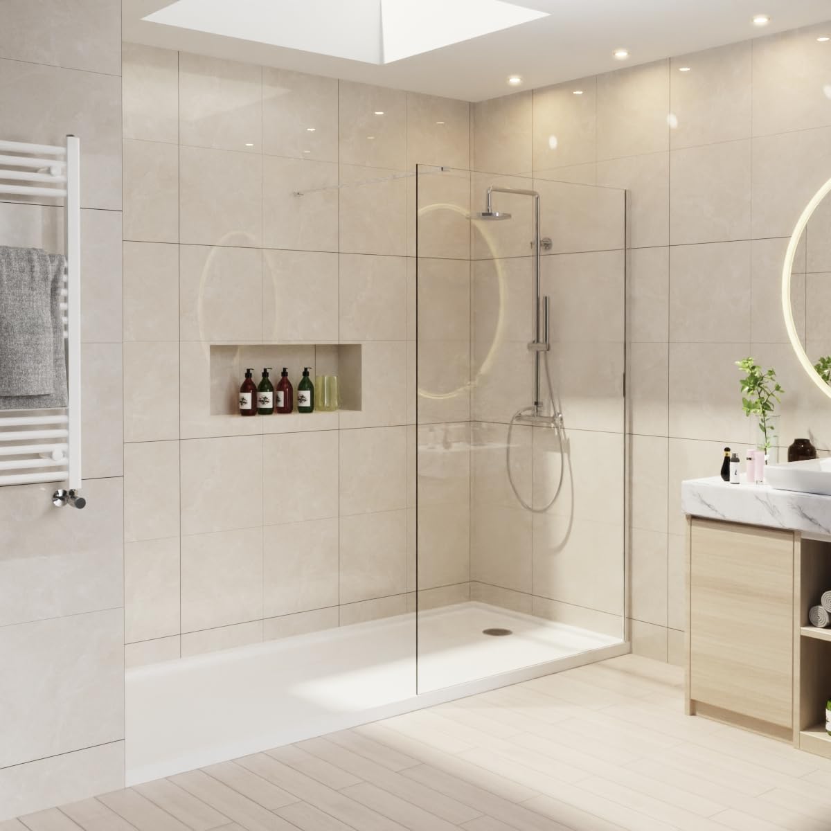 NRG 1100 x 1950mm Wetroom Screen Wet Room Shower Enclosure Screen Panel 8mm Easy Clean Glass