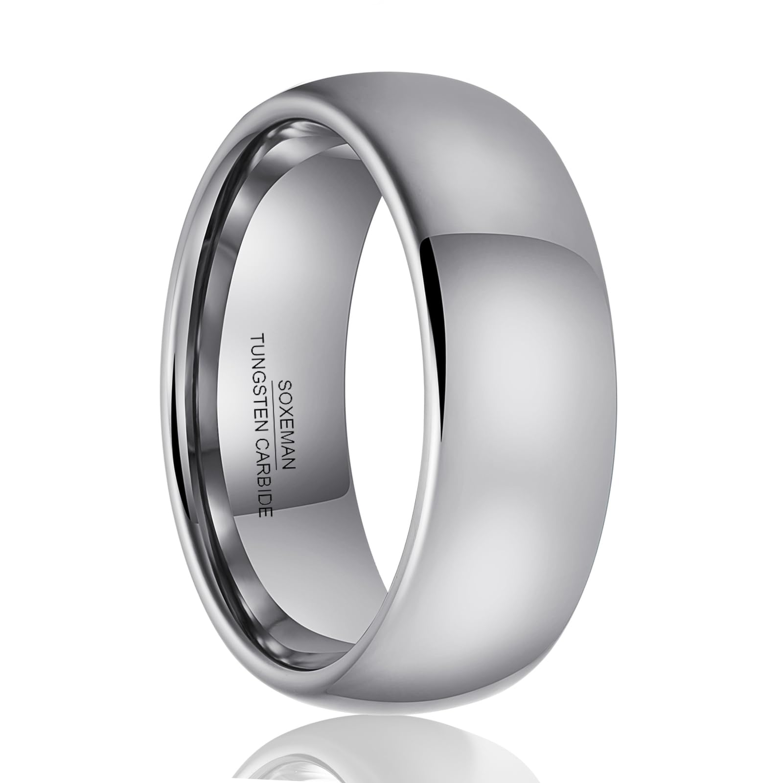 Serie Lineage: Fascia Classica Curvata | Anello Nuziale Unisex in Tungsteno Lucidato Larghezza 8mm (Misura USA)