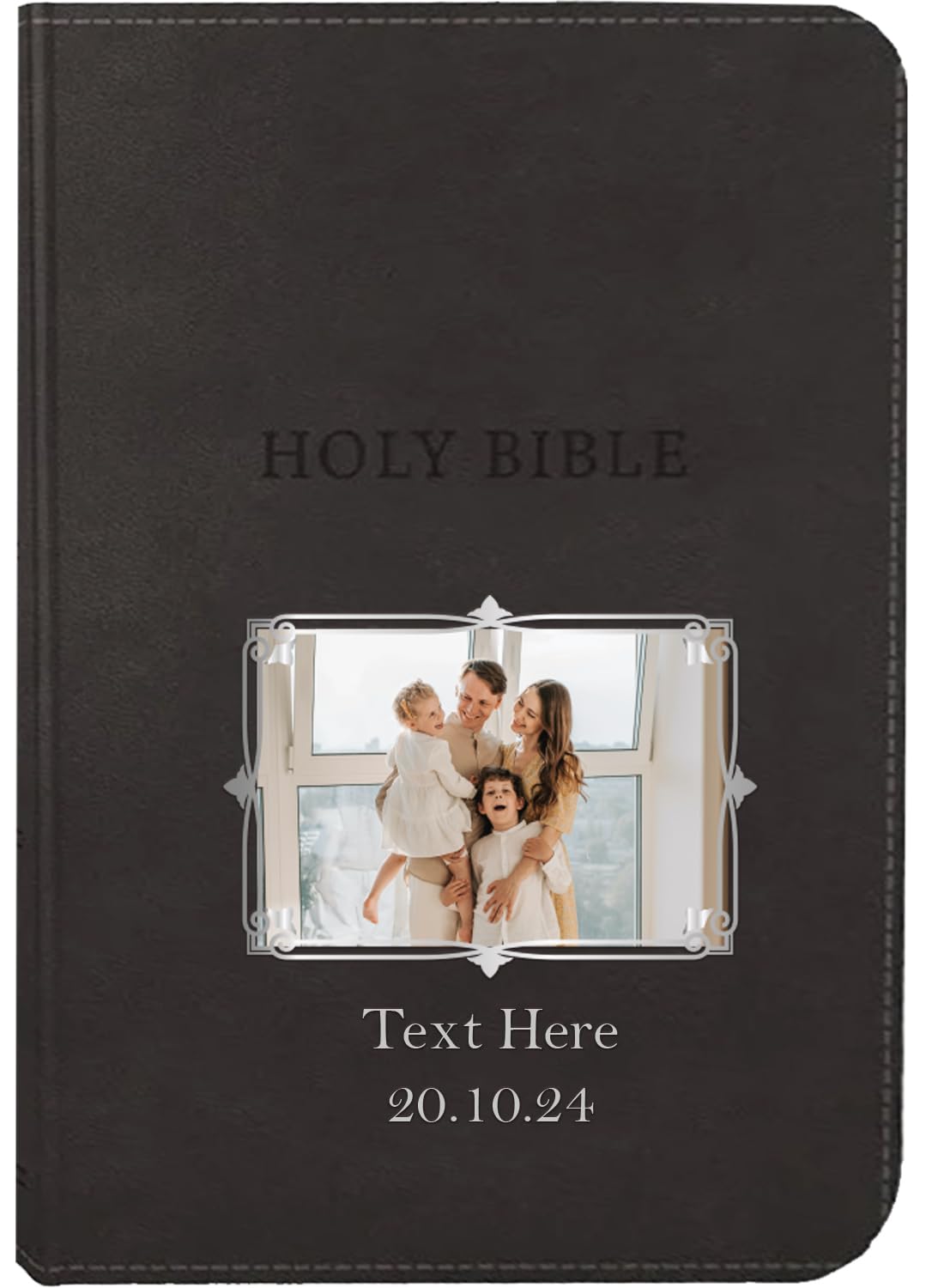 Printualist Personalized Gift Bible Custom Photo & Text, KJV, Black, King James Version, Red Letter Edition, Comfort Print, Faux Leather