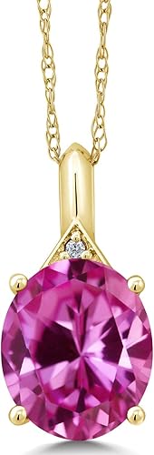 Gem Stone King Collar ovalado de oro amarillo de 14 quilates con piedra natal y diamantes blancos Oval de 0.47 x 0.394 pulgadas Collar con