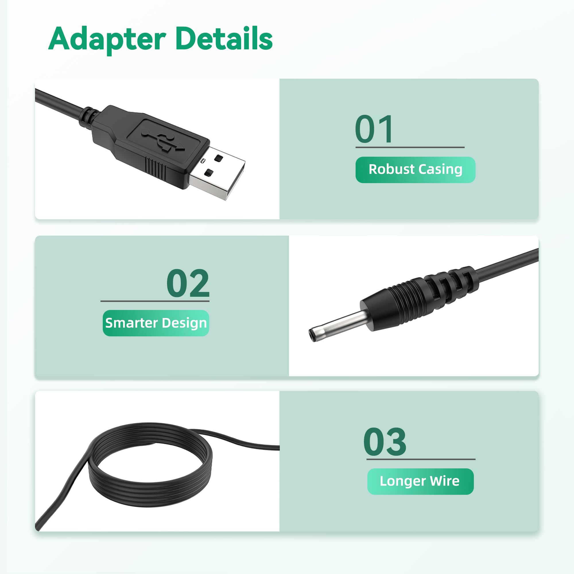 FITE ON USB Power Charger Cable Cord Compatible with MYNT3D Super 3D Pen/3D Pen PRO/3D Printing Pen; 3D Printing Pen for Kid Replacement Battery Charger Adapter Power Cord (Power Cord)