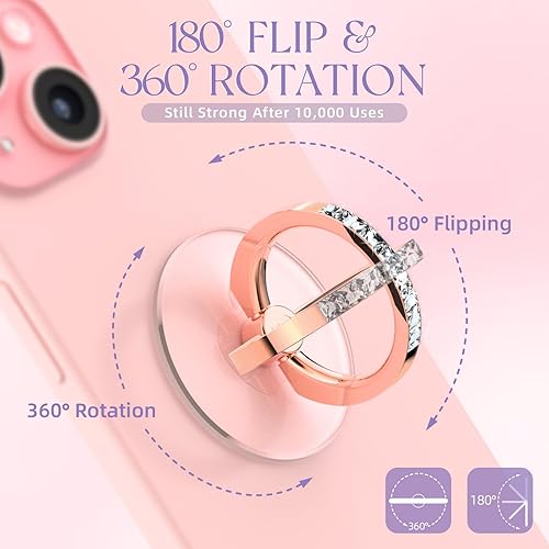 Miniatura 10 de Jsoerpay - Soporte transparente para anillo de teléfono, 2 piezas, soporte transparente para anillo de teléfono celular con diamante, agarre para el