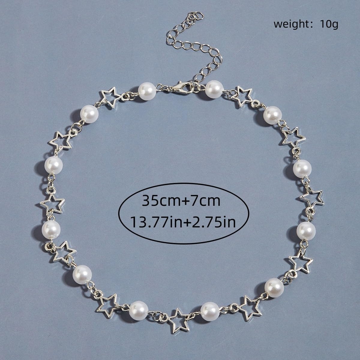 Star Pearl Choker Necklaces, Adjustable Bohemian Beaded Hollow Chain Necklaces, Dainty Y2k Charm Statement Jewelry Gifts for Women - Image 3