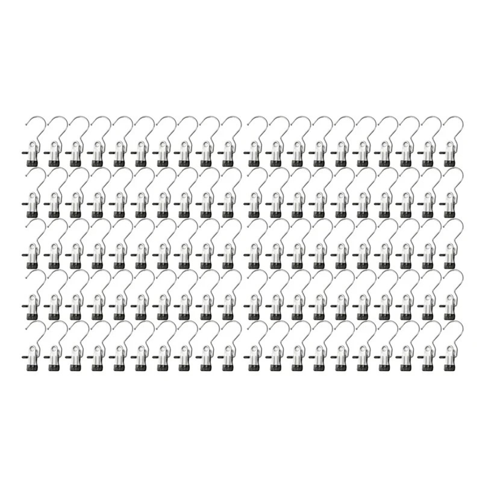 30/50/100pcs Stainless Steel Clothespins Laundry Clothes Pegs Hook Portable Hanging Clip Wardrobe Organizer Hanger For Home(Sliver,100PCS)